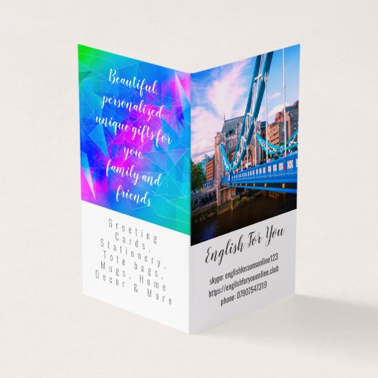 英パーソナライズされた語の家庭教師が折り畳んだ名刺 名刺 (外部)