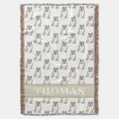 英パーソナライズされた語ブルドッグ スローブランケット (正面縦)