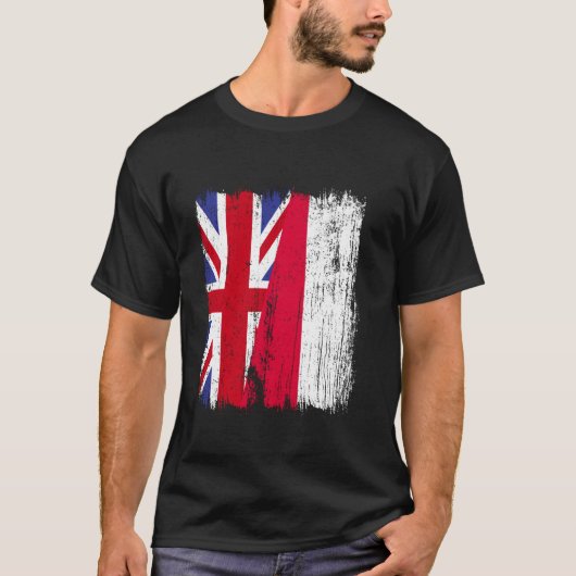 英ポーランドハーフフラグ 英国ポーランドの祖先 Tシャツ (正面)