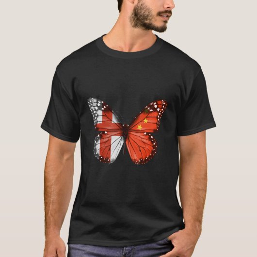 英中旗蝶々 Tシャツ (正面)