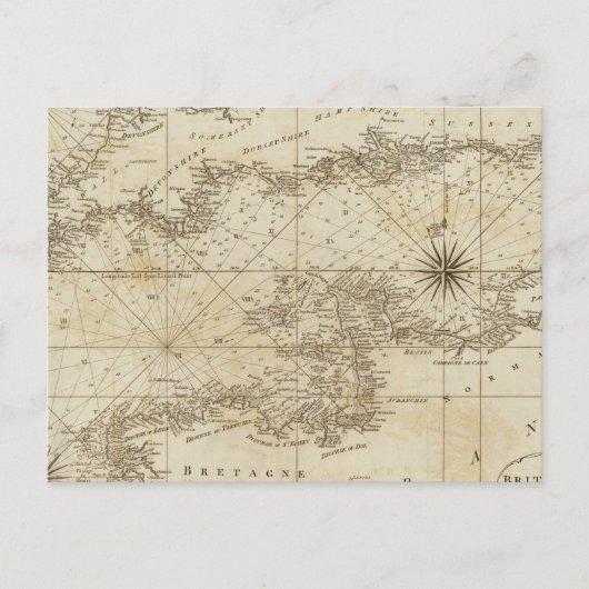 英仏海峡の図 ポストカード (正面)