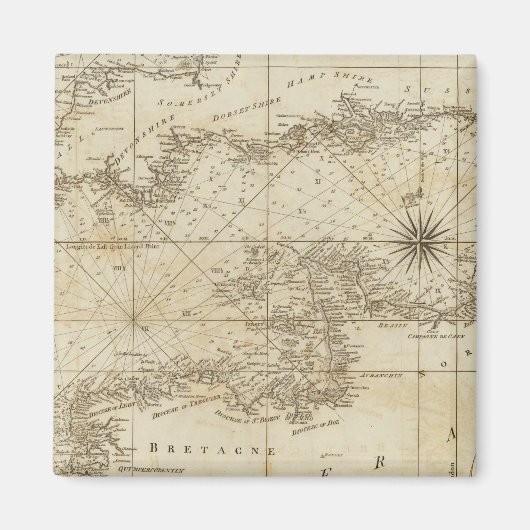 英仏海峡の図 マグネット (正面)