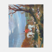 英伝統的語キツネ狩りスポーツドッグ フリースブランケット (正面)