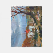 英伝統的語キツネ狩りスポーツドッグ フリースブランケット (正面)