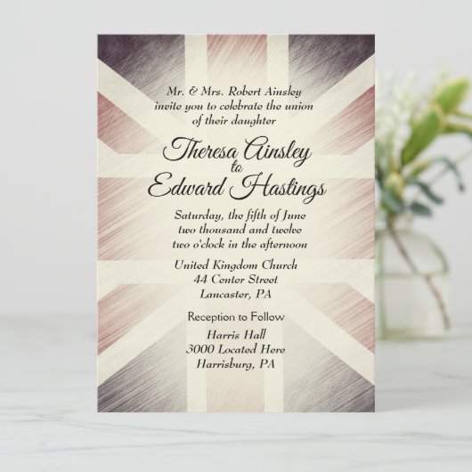 英動揺して国国旗の結婚式招待状 招待状 (スタンド正面)