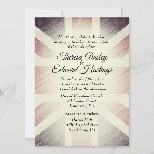 英動揺して国国旗の結婚式招待状 招待状 (正面)