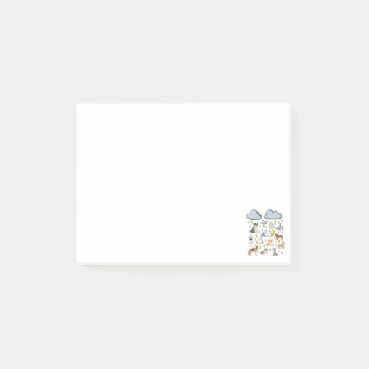 英国おもしろいで雨が降る猫犬の子犬 ポストイット (正面)