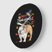 英国おもしろいのブルドッグに感謝の贈り物 ラージ壁時計 (傾斜)