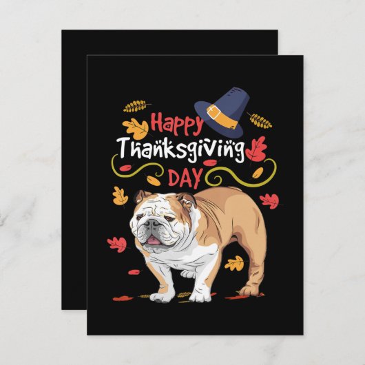 英国おもしろいのブルドッグへの感謝祭の贈り物 サンキューカード (正面/裏面)