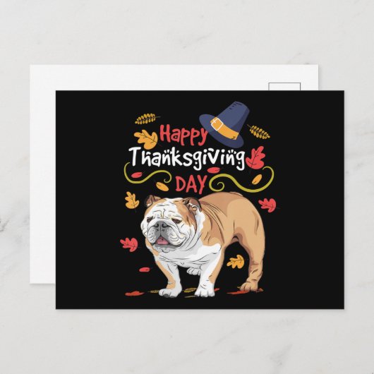 英国おもしろいのブルドッグへの感謝祭の贈り物 シーズンポストカード (正面/裏面)