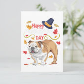 英国おもしろいのブルドッグへの感謝祭の贈り物 出欠カード (スタンド正面)