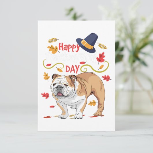 英国おもしろいのブルドッグへの感謝祭の贈り物 出欠カード (スタンド正面)