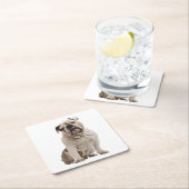 英国おもしろいブルドッグギフト子犬の恋人 スクエアペーパーコースター (インサイチュ)