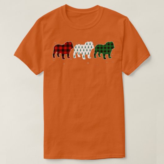 英国おもしろいブルドッグ赤プライドクリスマスツリードッグ Tシャツ (デザイン正面)