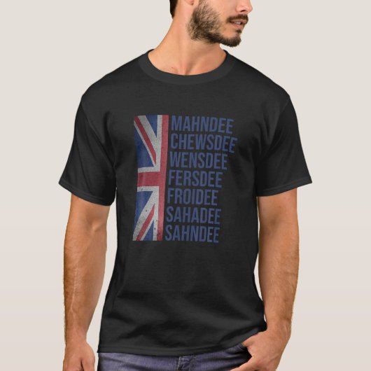 英国おもしろい国旗のコックニー今週のアクセント日 Tシャツ (正面)