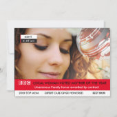 英国おもしろい母の日🎉偽テレビニュースカード 招待状 (正面)