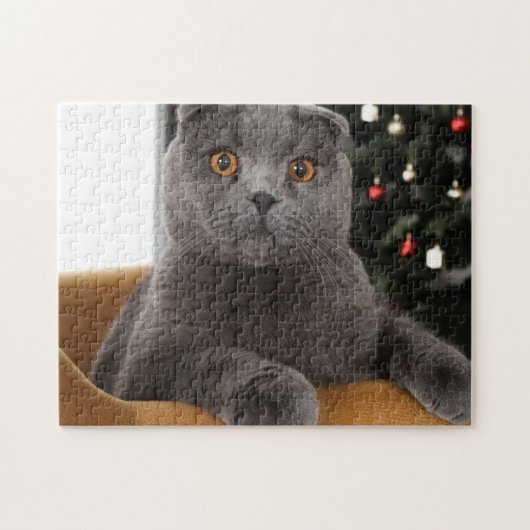 英国おもしろい猫・クリスマスツリー ジグソーパズル (横)