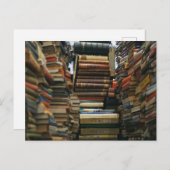 英国で使用された書店で写真の書籍のスタック ポストカード (正面/裏面)