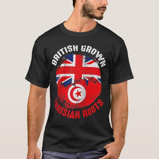 英国で栽培されたチュニジアの根ヴィンテージ国旗男性へ Tシャツ (正面)