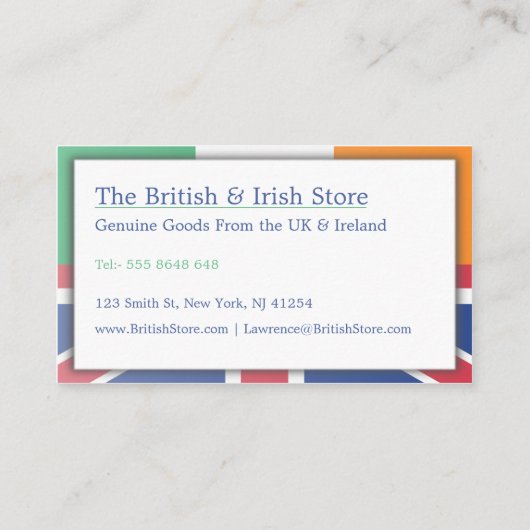 英国とアイルランド国旗のカスタマイズ可能な名刺 名刺 (裏面)