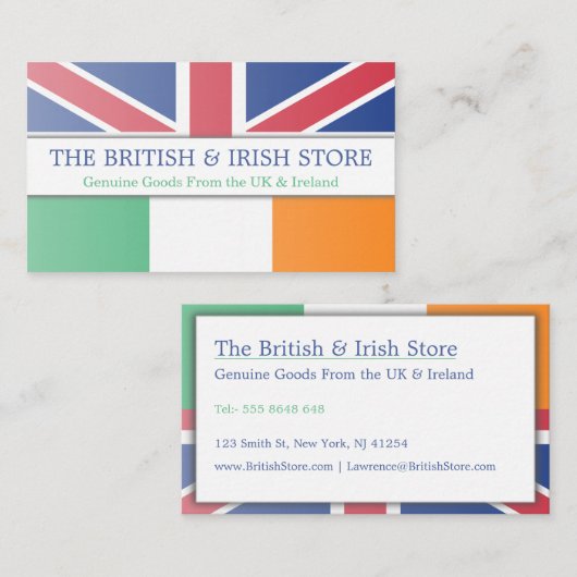 英国とアイルランド国旗のカスタマイズ可能な名刺 名刺 (正面/裏面)