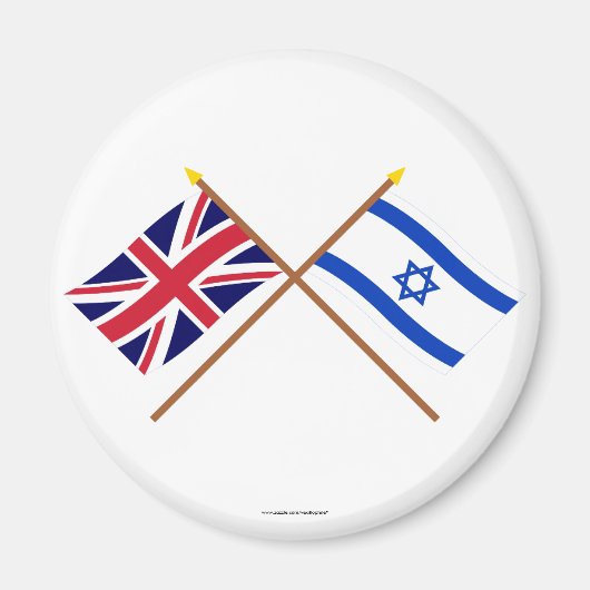 英国とイスラエルが国旗を越えた マグネット (正面)