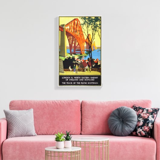 英国とスコットランドの鉄道ヴィンテージのポスター キャンバスプリント (インサイチュ (リビング))