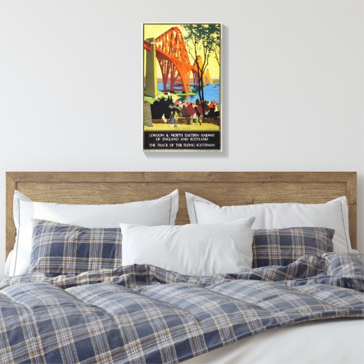 英国とスコットランドの鉄道ヴィンテージのポスター キャンバスプリント (インサイチュ (寝室))
