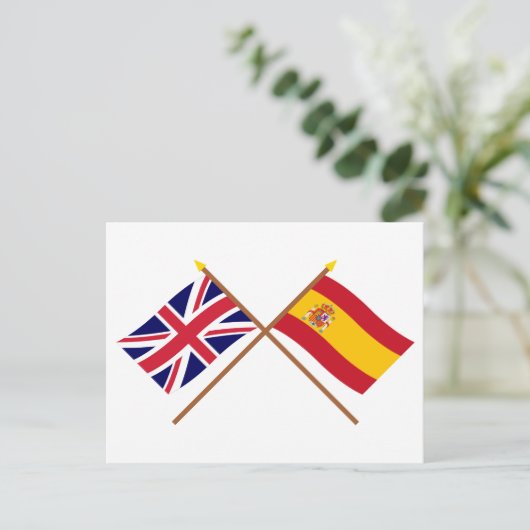 英国とスペインが国旗を越えた ポストカード (スタンド正面)