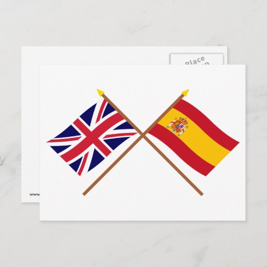英国とスペインが国旗を越えた ポストカード (正面/裏面)