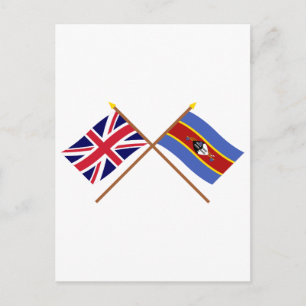 英国とスワジランドの国旗が交差している ポストカード