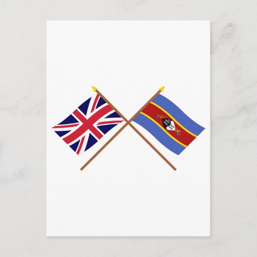 英国とスワジランドの国旗が交差している ポストカード (正面)