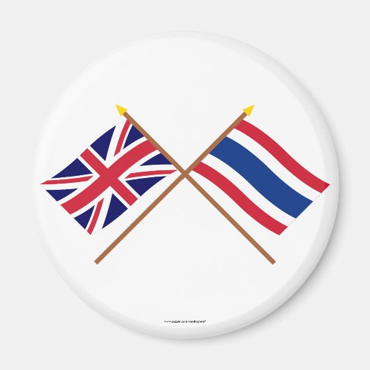英国とタイが国旗を越えた マグネット (正面)