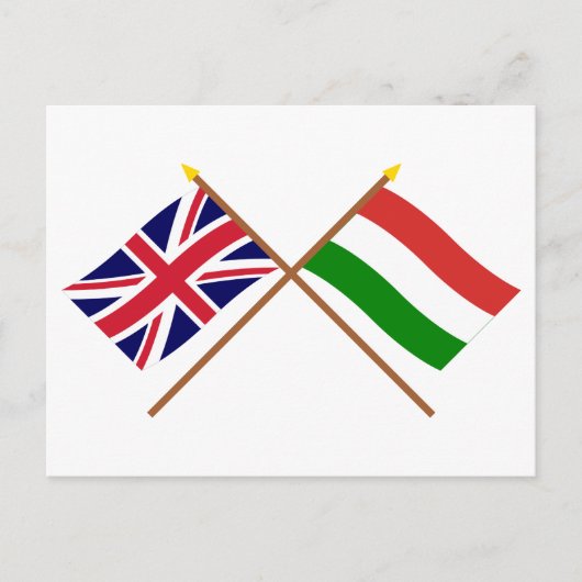 英国とハンガリーが旗を越えた ポストカード (正面)