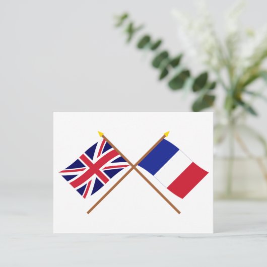 英国とフランスが国旗を交差 ポストカード (スタンド正面)
