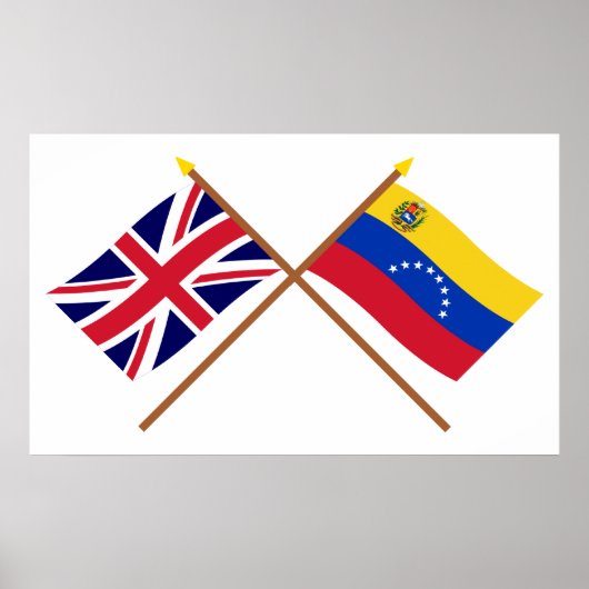 英国とベネズエラの国境を越えた国旗 ポスター (正面)