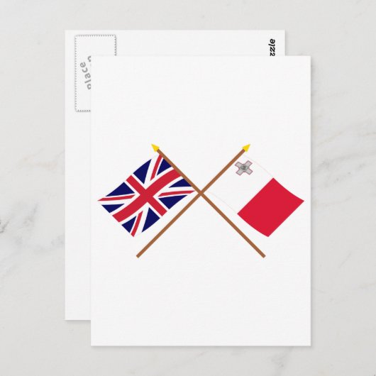 英国とマルタが国旗を越えた ポストカード (正面/裏面)