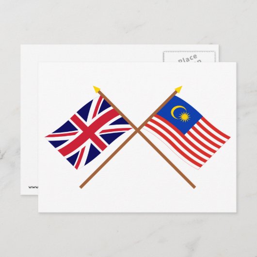 英国とマレーシアが国旗を越えた ポストカード (正面/裏面)