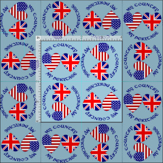英国と米国のハート型国旗 ヘリテージ デザイン ファブリック