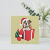 英国のおもしろいブルドッグ犬の木のクリスマスライト シーズンカード (スタンド正面)