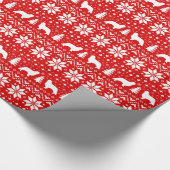 英国のおもちゃのスパニエル犬犬がクリスマスレッドをシルエット ラッピングペーパー (角)