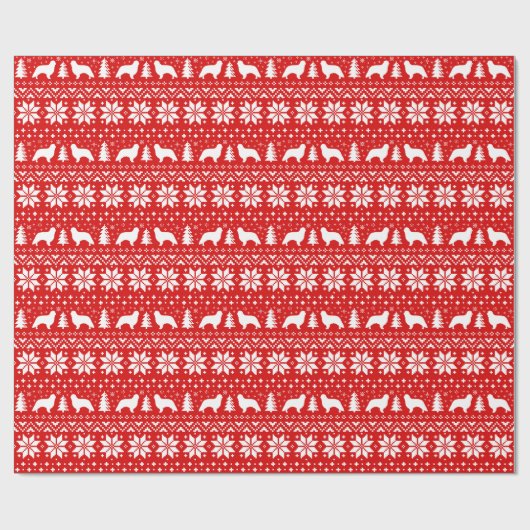 英国のおもちゃのスパニエル犬犬がクリスマスレッドをシルエット ラッピングペーパー (フラット)