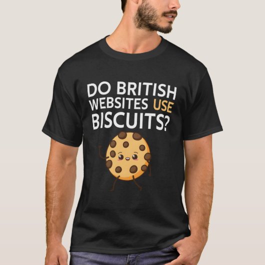 英国のウェブサイトでビスケットを使用する Tシャツ (正面)