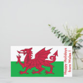 英国のウェールズ旗、ハッピーホリデーズ シーズンカード (スタンド正面)