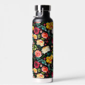 英国のカラフル庭の花の模様モノグラム ウォーターボトル (右面)
