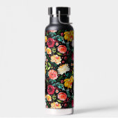 英国のカラフル庭の花の模様モノグラム ウォーターボトル (左面)