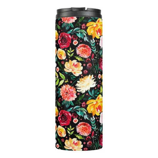 英国のカラフル庭の花の模様モノグラム タンブラー (裏面)