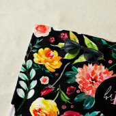 英国のカラフル庭の花の模様モノグラム ビーチタオル (インサイチュ)