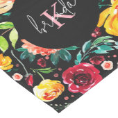 英国のカラフル庭の花の模様モノグラム ミディアムテーブルランナー (コーナー)