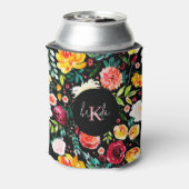 英国のカラフル庭の花の模様モノグラム 缶クーラー (缶裏面)